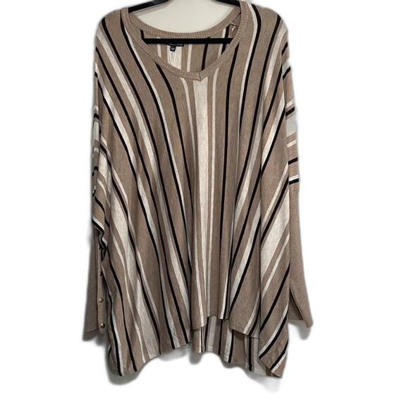 Stylish Striped V-Neck Tunic Sweater - Size L - Picture 1 of 6